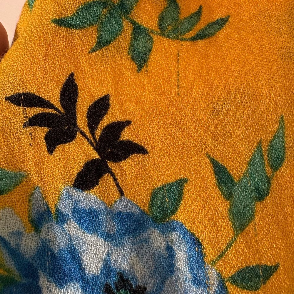 Love Stitch Floral Maxi Dress S M Yellow Gauze Boho Tiered Pocket Vacation Cami - Picture 8 of 10